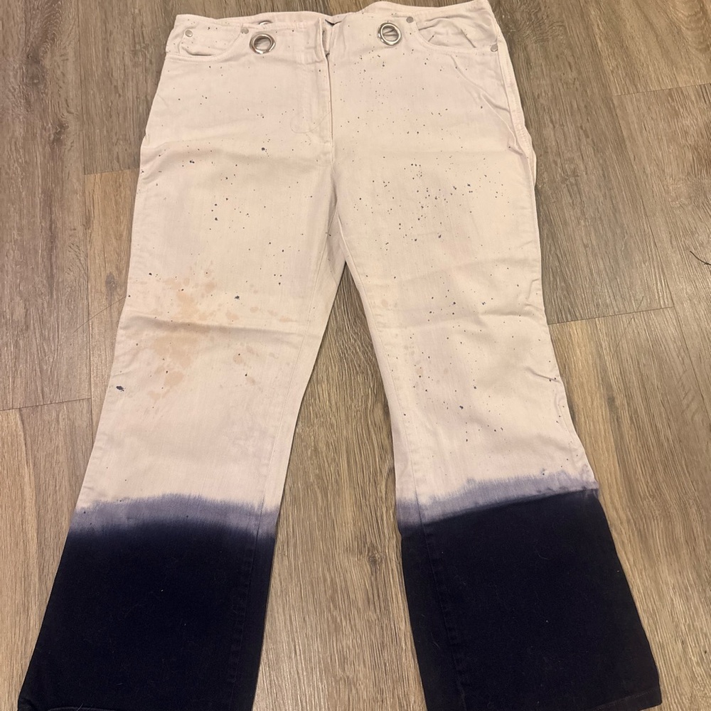 Miaou Two-Tone Dip-Dye Jeans in Cream and Indigo